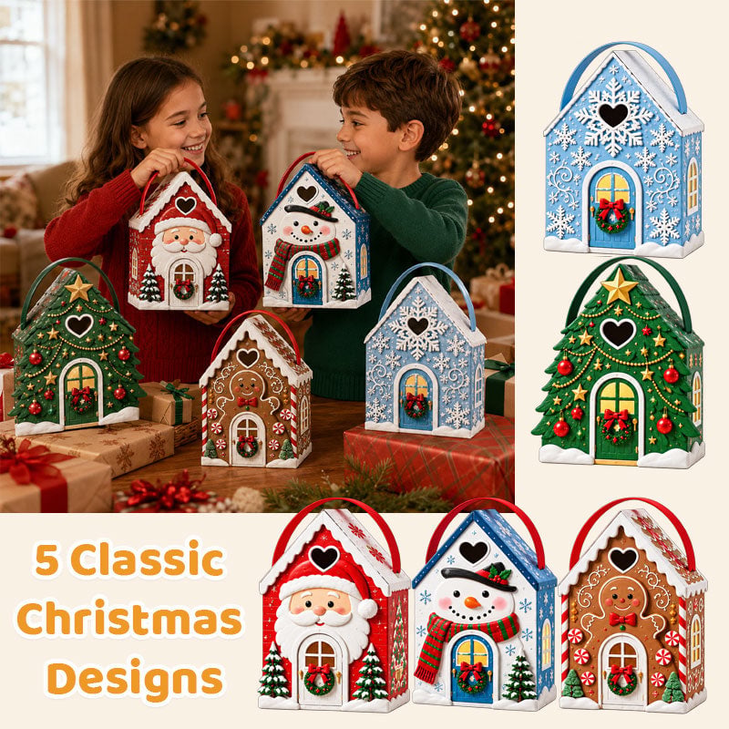 🎄🎄Christmas Cottage Gift Box – 5 Festive Designs for Candy & Small Gifts