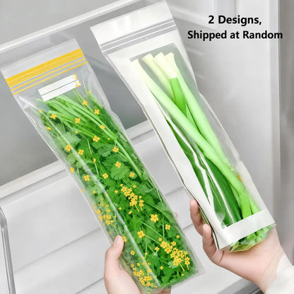 🔥 49% OFF Limited Offer – 🥬 Reusable Long Food Storage Bags, Double-Zip Seal Freshness Bags for Kitchen