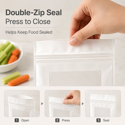 🔥 49% OFF Limited Offer – 🥬 Reusable Long Food Storage Bags, Double-Zip Seal Freshness Bags for Kitchen