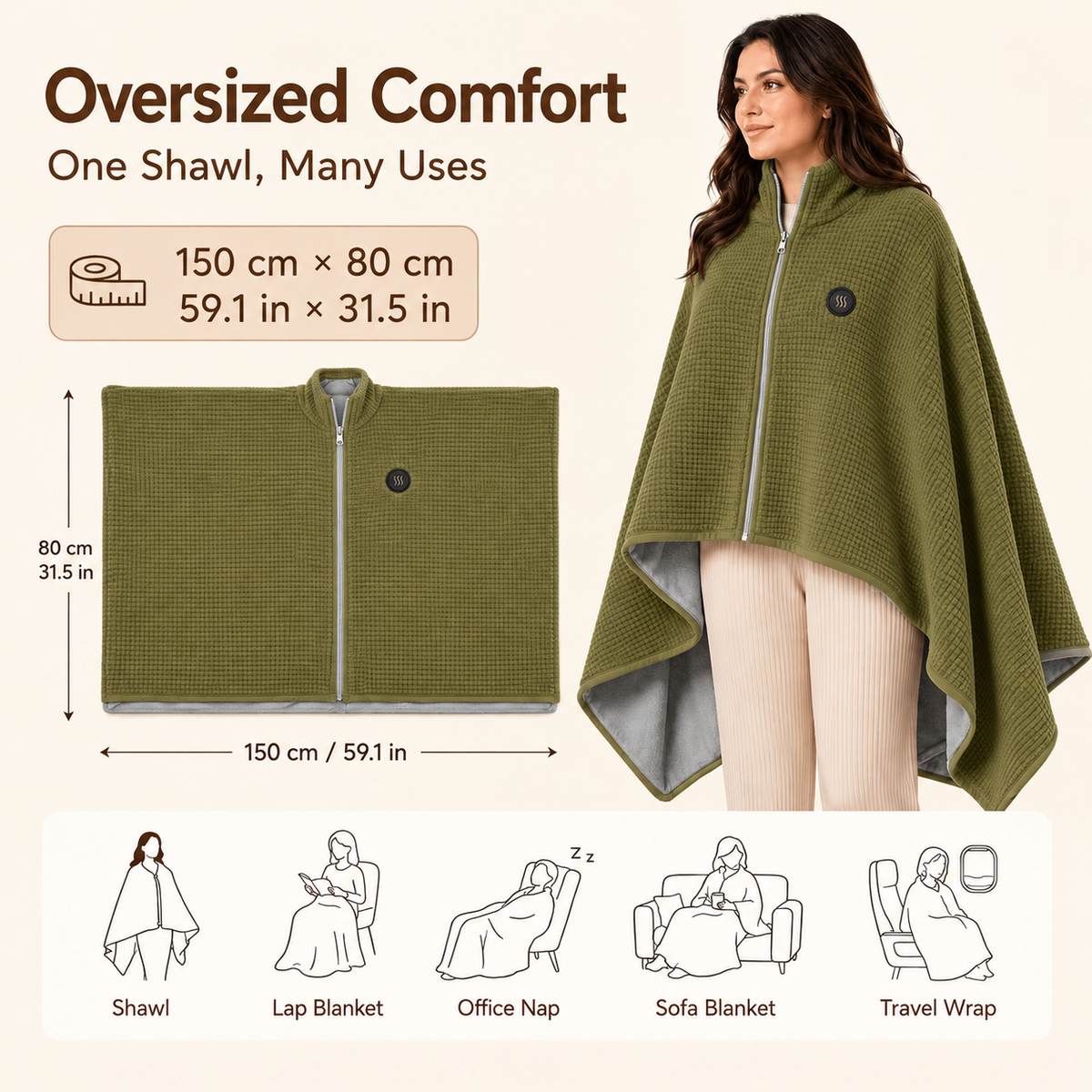 🔥 Christmas Sale — 49% OFF! ❄️ Stay Warm All Winter — Portable Electric Heated Blanket Shawl