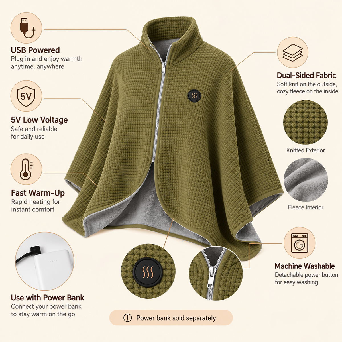 🔥 Christmas Sale — 49% OFF! ❄️ Stay Warm All Winter — Portable Electric Heated Blanket Shawl