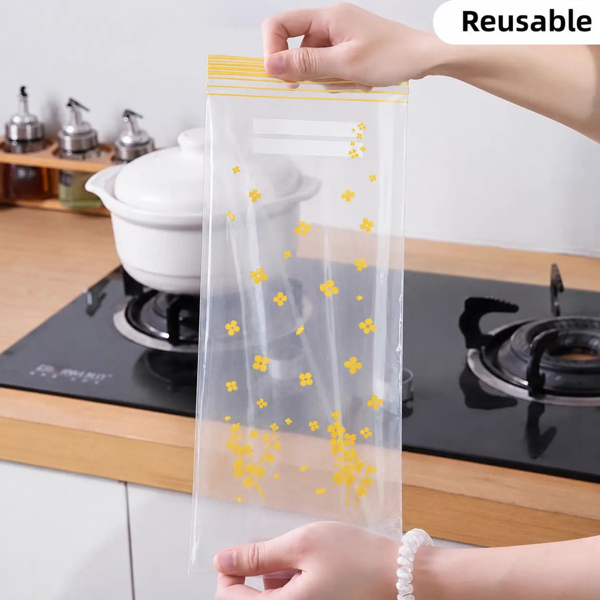 🔥 49% OFF Limited Offer – 🥬 Reusable Long Food Storage Bags, Double-Zip Seal Freshness Bags for Kitchen