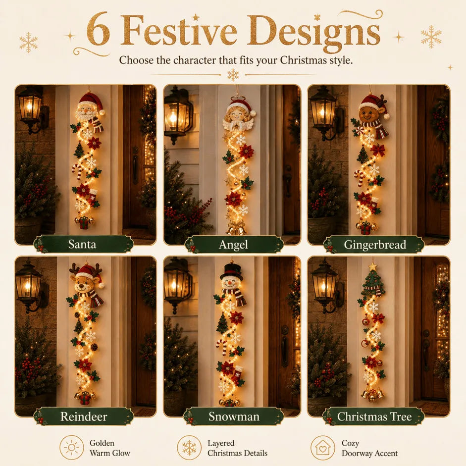 🎄🎁Last Day 49% OFF – 🎄Glowing Christmas Door Hanger | 6 Festive Light Designs✨