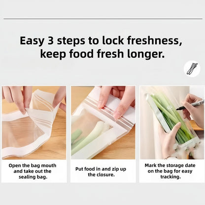 🔥 49% OFF Limited Offer – 🥬 Reusable Long Food Storage Bags, Double-Zip Seal Freshness Bags for Kitchen