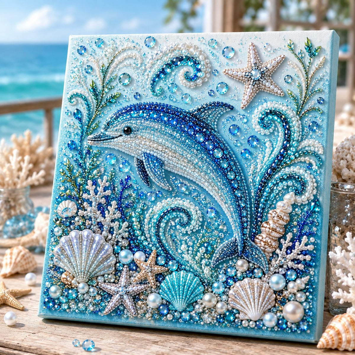 🔥 Last Day Big Sale - 🌊 Ocean Theme Pearl Art DIY Kit – Relaxing DIY Craft to Create Stunning Coastal Artwork