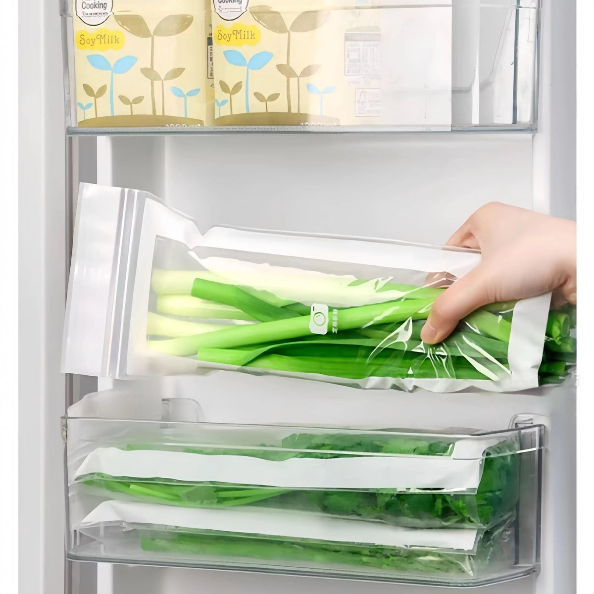 🔥 49% OFF Limited Offer – 🥬 Reusable Long Food Storage Bags, Double-Zip Seal Freshness Bags for Kitchen