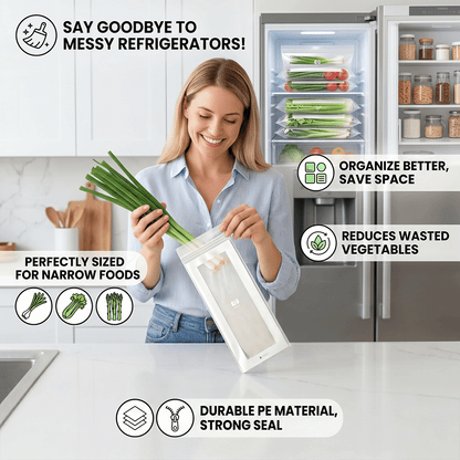 🔥 49% OFF Limited Offer – 🥬 Reusable Long Food Storage Bags, Double-Zip Seal Freshness Bags for Kitchen