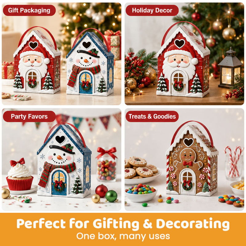 🎄🎄Christmas Cottage Gift Box – 5 Festive Designs for Candy & Small Gifts