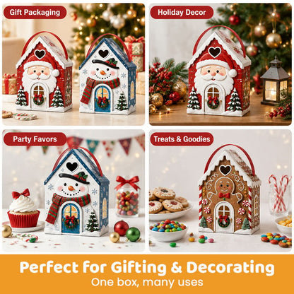 🎄🎄Christmas Cottage Gift Box – 5 Festive Designs for Candy & Small Gifts