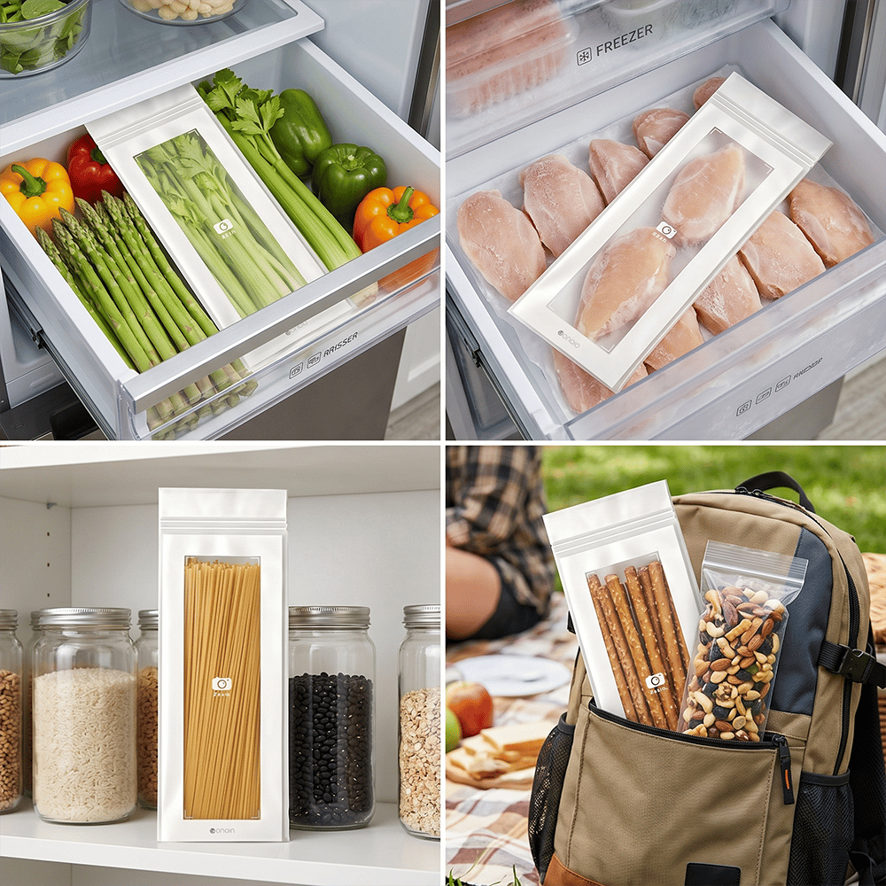 🔥 49% OFF Limited Offer – 🥬 Reusable Long Food Storage Bags, Double-Zip Seal Freshness Bags for Kitchen